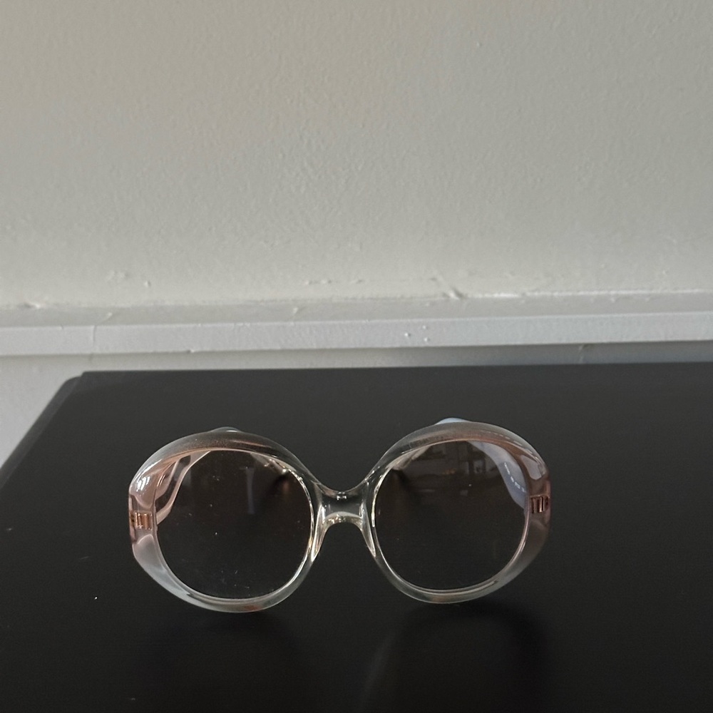 Round Clear and Pink Sunglasses